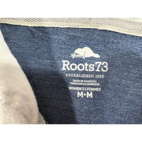 Roots 73 Hoodie Sweatshirt Womens Pullover Henley Button Cotton Poly Blue Sz M - Picture 7 of 11